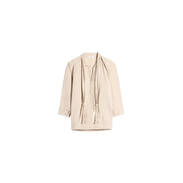 Lemaire Blouse with Scarf in Crepe Cotton - Tops - Parisian Minimalist Luxury at Coveti