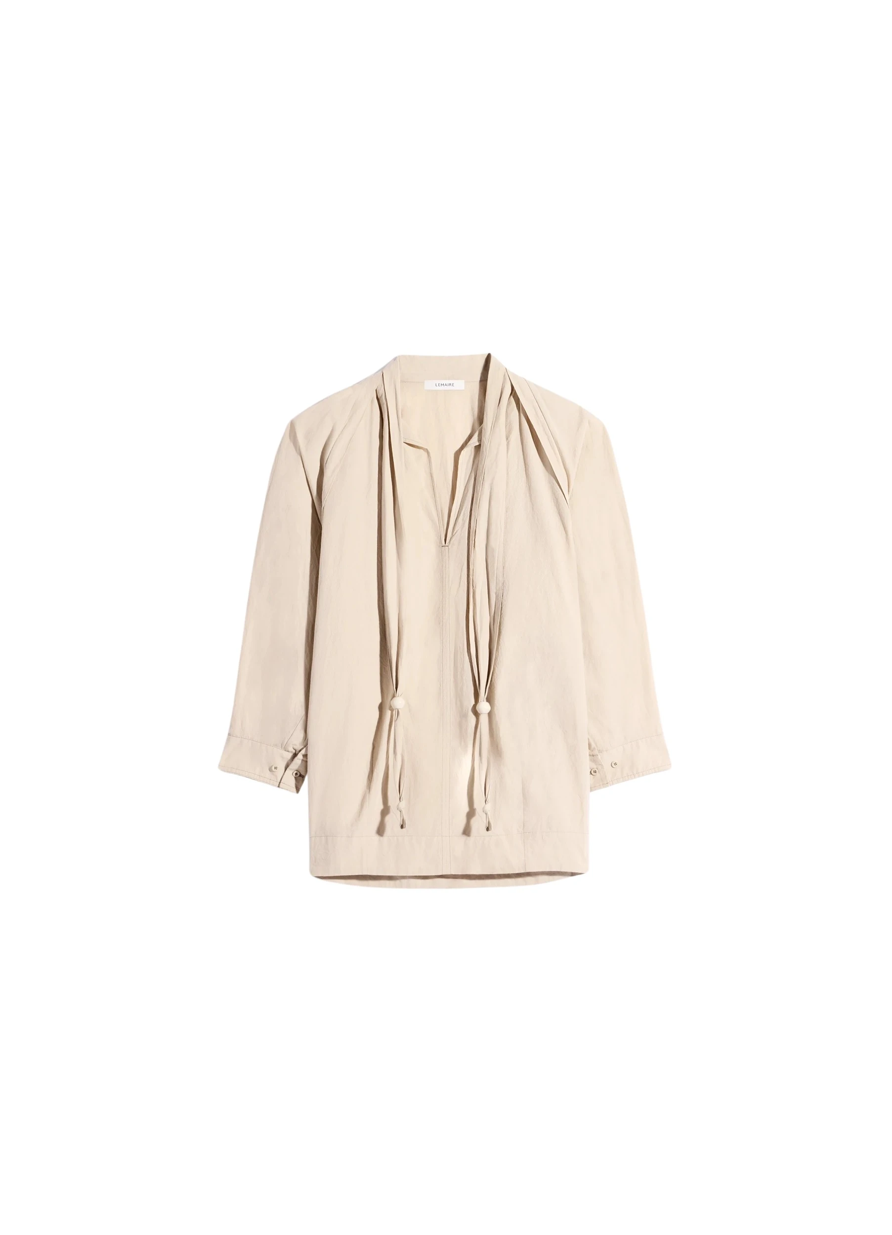 Lemaire-Blouse-with-Scarf-in-Crepe-Cotton-coveti60132_nobg Lemaire Blouse with Scarf in Crepe Cotton - Tops - Parisian Minimalist Luxury at Coveti