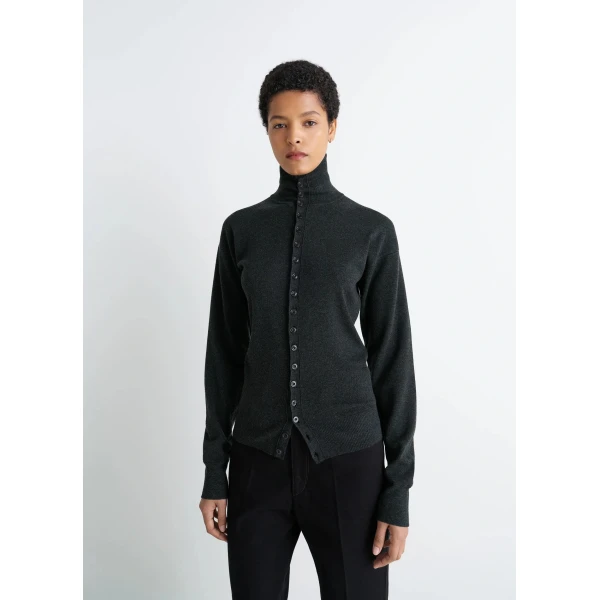 Lemaire Buttoned Fitted Cardigan in Fine Wool, view 2