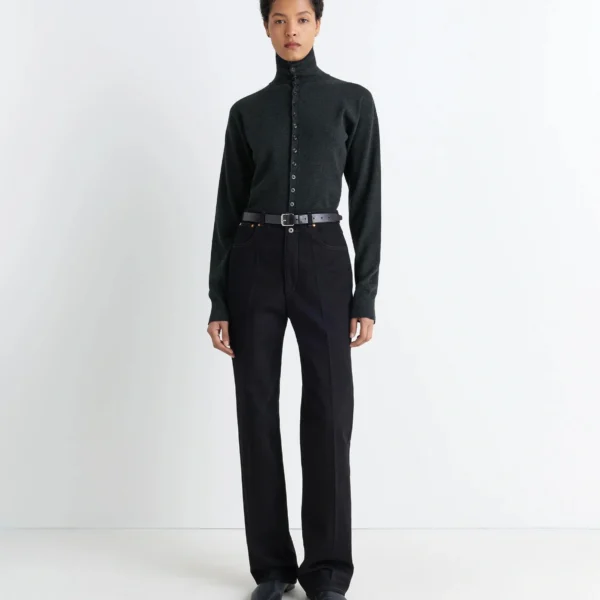 Lemaire Buttoned Fitted Cardigan in Fine Wool - Knitwear - Parisian Minimalist Luxury at Coveti