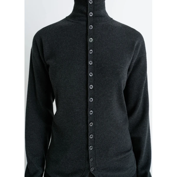 Lemaire Buttoned Fitted Cardigan in Fine Wool - Knitwear - Parisian Minimalist Luxury at Coveti