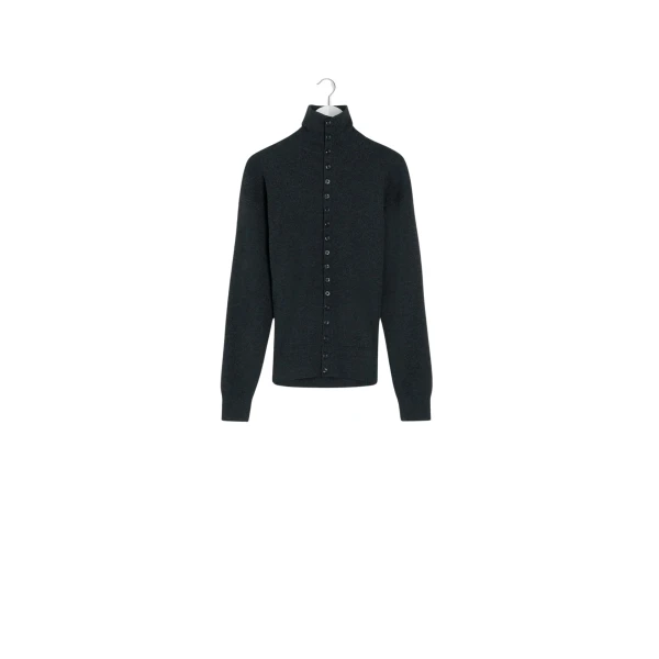 Lemaire Buttoned Fitted Cardigan in Fine Wool - Knitwear - Parisian Minimalist Luxury at Coveti