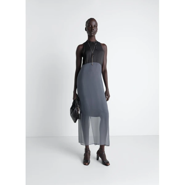 Lemaire Column Dress in Crepe De Chine Viscose, view 2