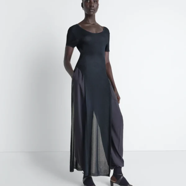 Lemaire Column Dress in Shiny Viscose - Dresses - Parisian Minimalist Luxury at Coveti