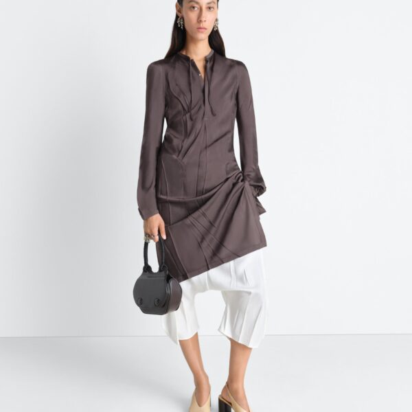 Lemaire Creased Bias Dress in Poly Viscose Twill - Dresses - Parisian Minimalist Luxury at Coveti
