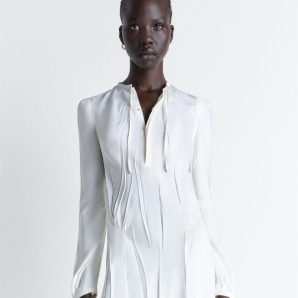 Lemaire Creased Bias Dress in Poly Viscose Twill - Dresses - Parisian Minimalist Luxury at Coveti