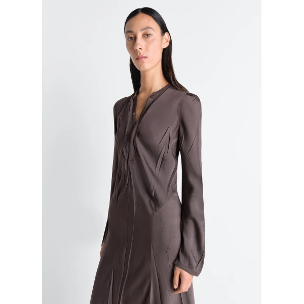 Lemaire Creased Bias Dress in Poly Viscose Twill, view 3