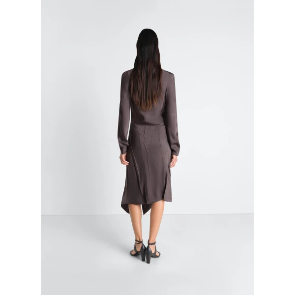 Lemaire Creased Bias Dress in Poly Viscose Twill, view 5