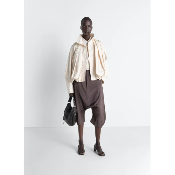 Lemaire Creased Dropped Crotch Bermudas in Poly Viscose Twill Shorts, view 3