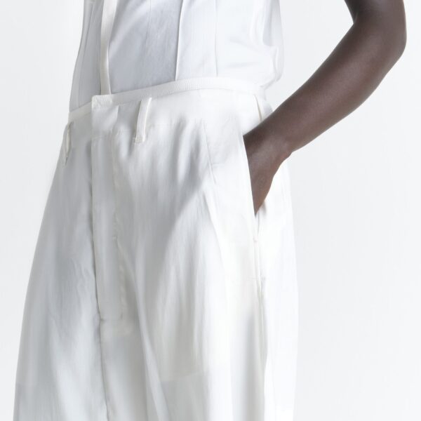 Lemaire Creased Dropped Crotch Bermudas in Poly Viscose Twill - Shorts - Parisian Minimalist Luxury at Coveti