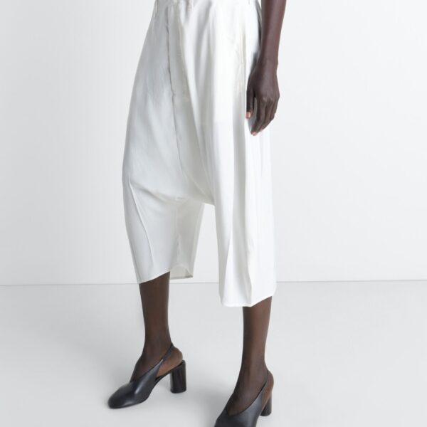 Lemaire Creased Dropped Crotch Bermudas in Poly Viscose Twill - Shorts - Parisian Minimalist Luxury at Coveti