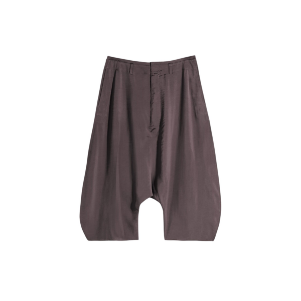 Lemaire Creased Dropped Crotch Bermudas in Poly Viscose Twill - Shorts - Parisian Minimalist Luxury at Coveti