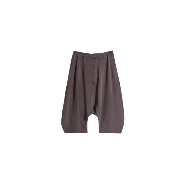 Lemaire Creased Dropped Crotch Bermudas in Poly Viscose Twill - Shorts - Parisian Minimalist Luxury at Coveti