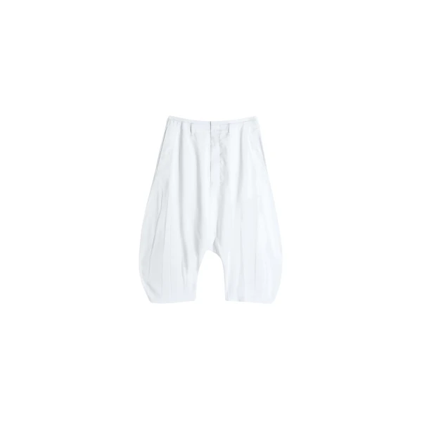 Lemaire Creased Dropped Crotch Bermudas in Poly Viscose Twill - Shorts - Parisian Minimalist Luxury at Coveti