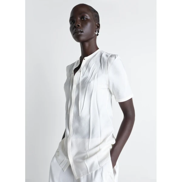 Lemaire Creased Fitted Shirt in Poly Viscose Twill, view 2