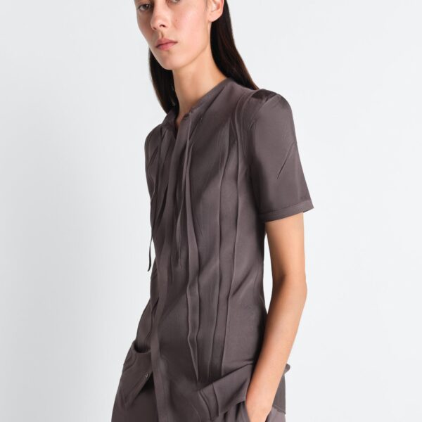 Lemaire Creased Fitted Shirt in Poly Viscose Twill - Tops - Parisian Minimalist Luxury at Coveti