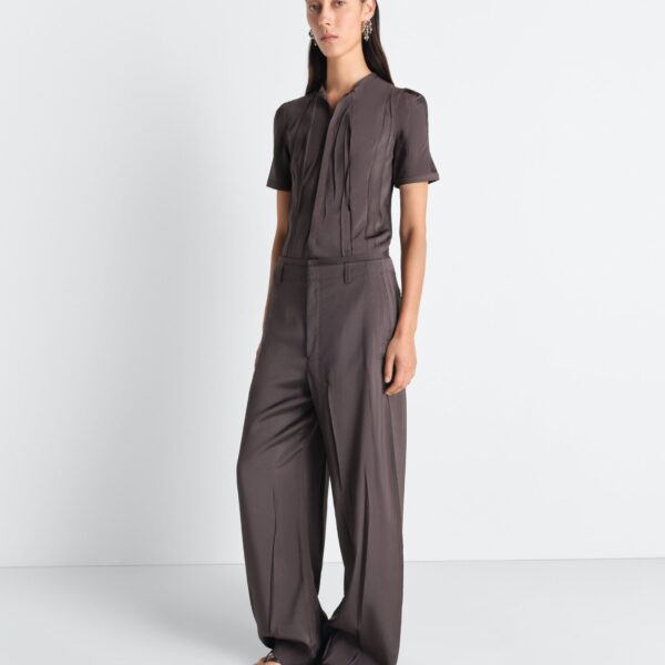 Lemaire Creased Fitted Shirt in Poly Viscose Twill - Tops - Parisian Minimalist Luxury at Coveti