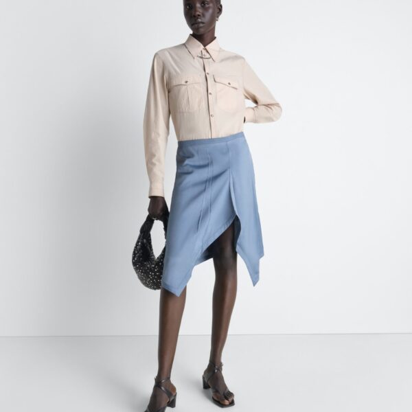Lemaire Creased Foulard Skirt in Poly Viscose Twill - Skirts - Parisian Minimalist Luxury at Coveti
