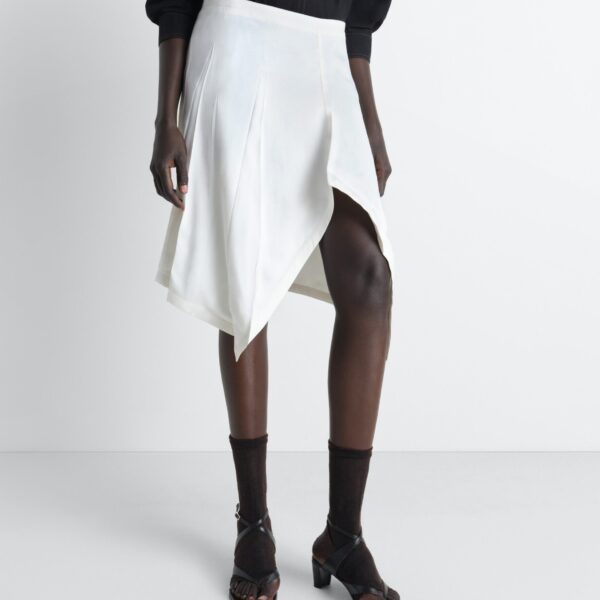 Lemaire Creased Foulard Skirt in Poly Viscose Twill - Skirts - Parisian Minimalist Luxury at Coveti