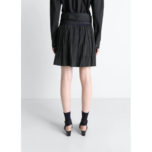 Lemaire Crinkled Wrap Skirt in Crinkled Cotton Metal, view 2