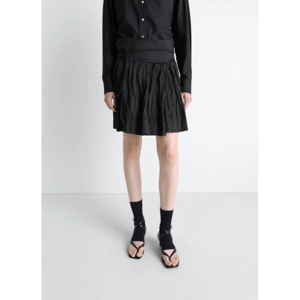 Lemaire Crinkled Wrap Skirt in Crinkled Cotton Metal, view 4