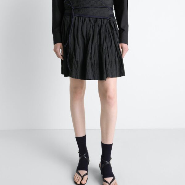 Lemaire Crinkled Wrap Skirt in Crinkled Cotton Metal - Skirts - Parisian Minimalist Luxury at Coveti