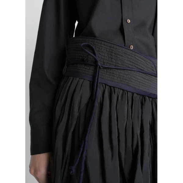 Lemaire Crinkled Wrap Skirt in Crinkled Cotton Metal, view 5