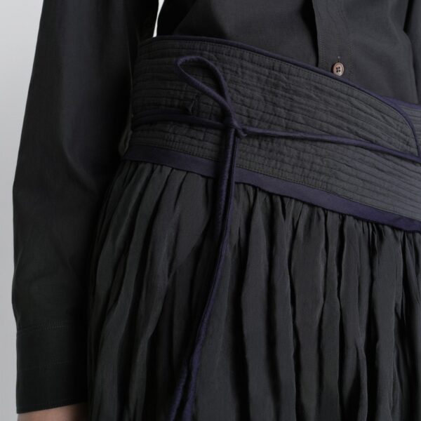 Lemaire Crinkled Wrap Skirt in Crinkled Cotton Metal - Skirts - Parisian Minimalist Luxury at Coveti