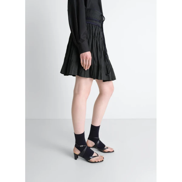 Lemaire Crinkled Wrap Skirt in Crinkled Cotton Metal, view 6