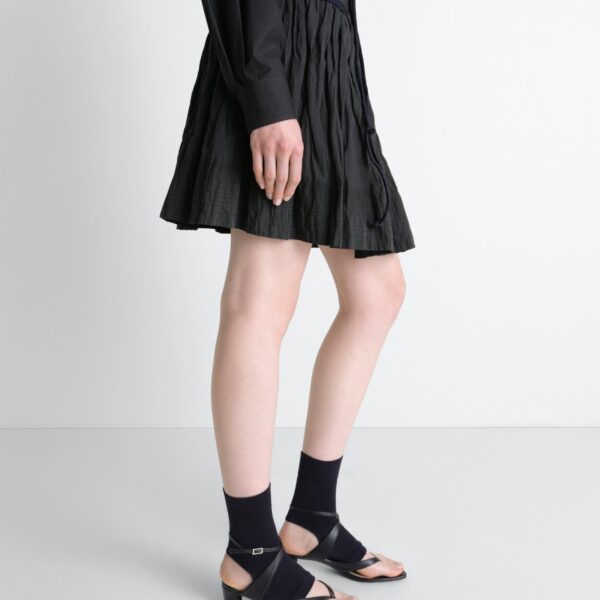 Lemaire Crinkled Wrap Skirt in Crinkled Cotton Metal - Skirts - Parisian Minimalist Luxury at Coveti