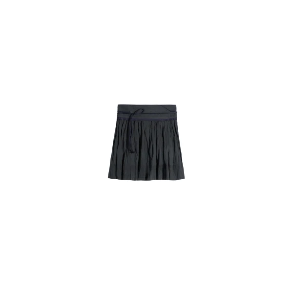 Lemaire Crinkled Wrap Skirt in Crinkled Cotton Metal - Skirts - Parisian Minimalist Luxury at Coveti