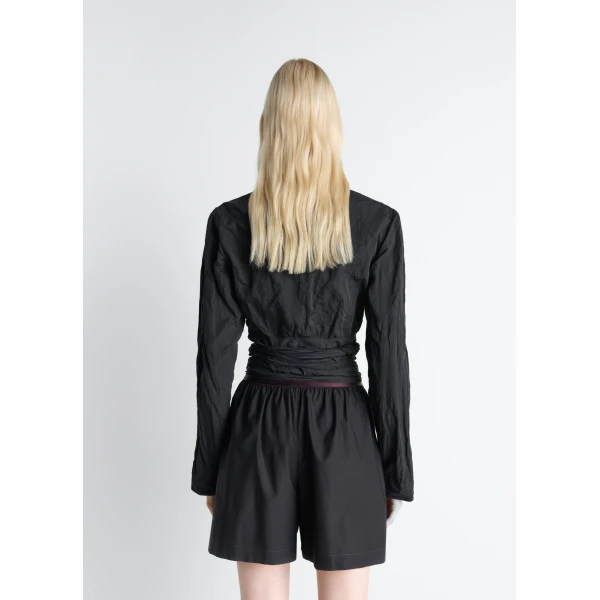 Lemaire Crinkled Wrap Top in Crinkled Cotton Metal, view 2