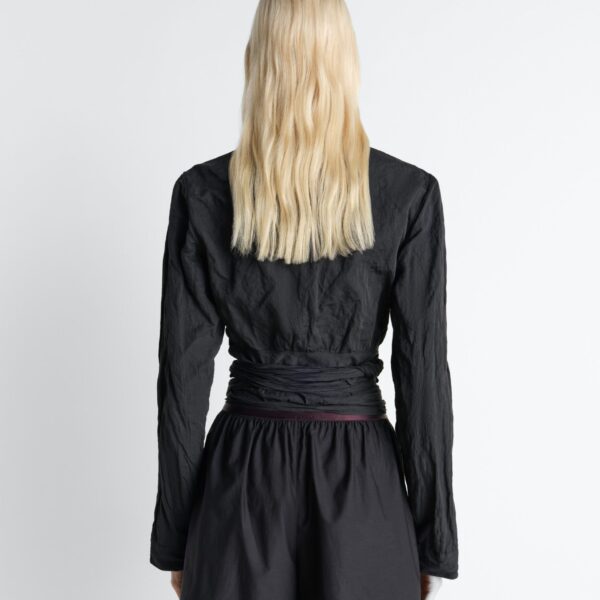 Lemaire Crinkled Wrap Top in Crinkled Cotton Metal - Tops - Parisian Minimalist Luxury at Coveti