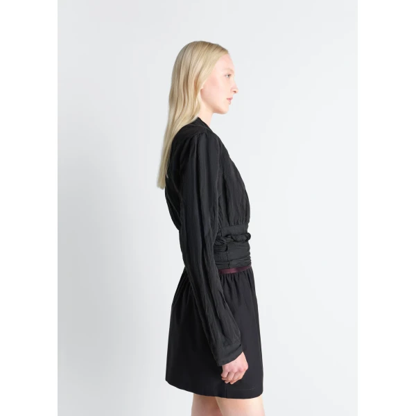 Lemaire Crinkled Wrap Top in Crinkled Cotton Metal, view 5