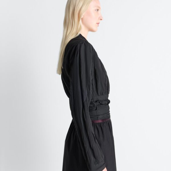 Lemaire Crinkled Wrap Top in Crinkled Cotton Metal - Tops - Parisian Minimalist Luxury at Coveti