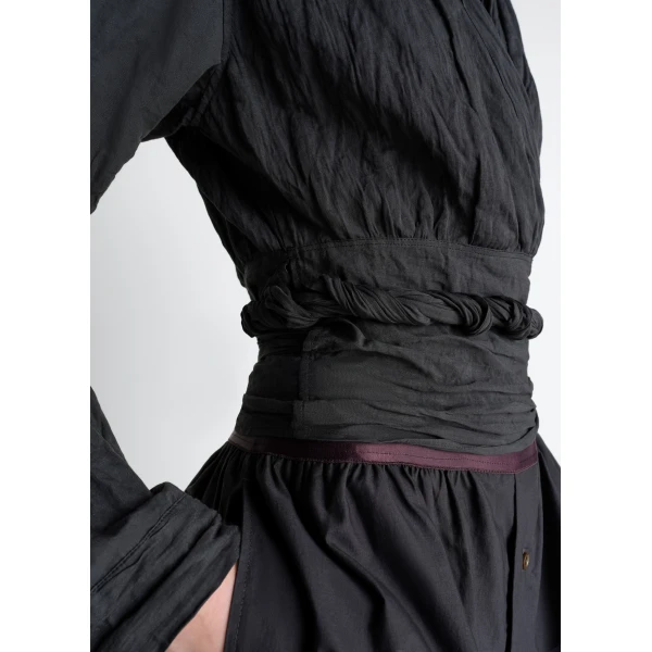 Lemaire Crinkled Wrap Top in Crinkled Cotton Metal, view 6