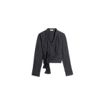 Lemaire Crinkled Wrap Top in Crinkled Cotton Metal - Tops - Parisian Minimalist Luxury at Coveti