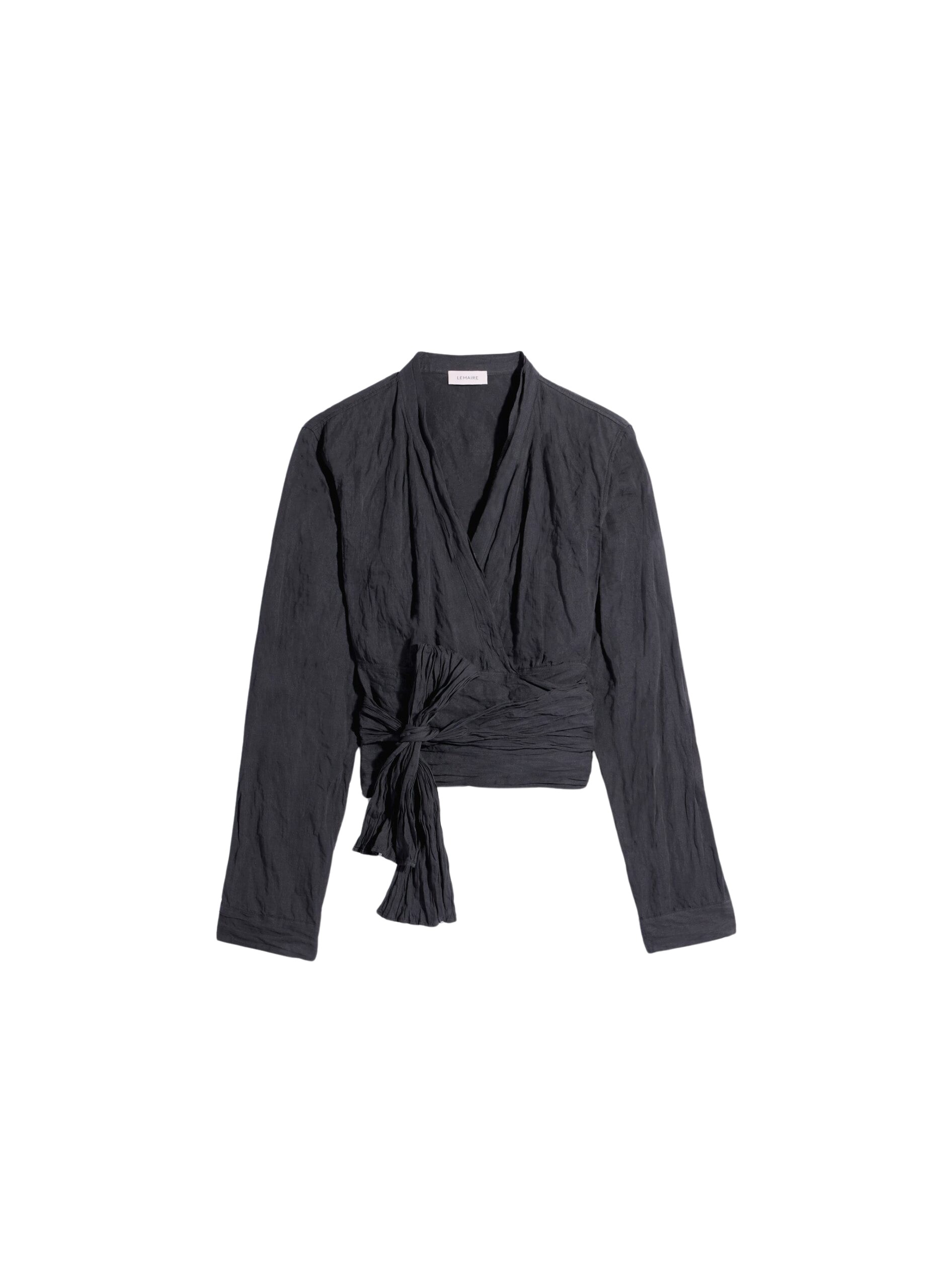 Lemaire Crinkled Wrap Top in Crinkled Cotton Metal