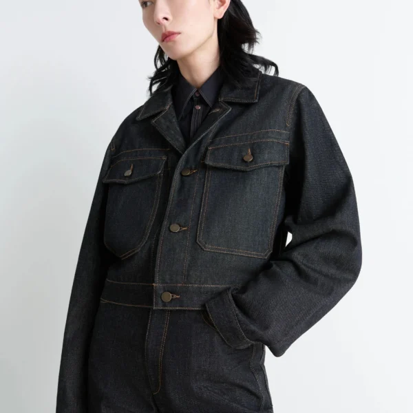 Lemaire Cropped Blouson in Denim - Jackets - Parisian Minimalist Luxury at Coveti