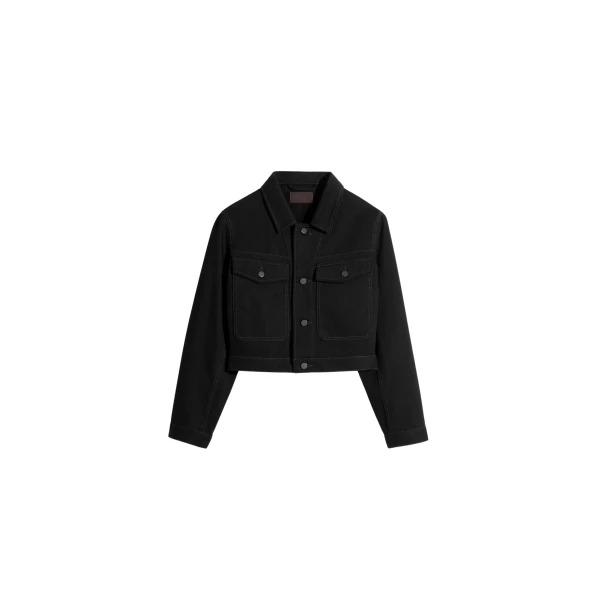 Lemaire Cropped Blouson in Denim - Jackets - Parisian Minimalist Luxury at Coveti