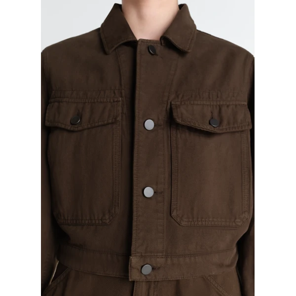 Lemaire Cropped Blouson in Dyed Heavy Broken Twill Jacket, view 4
