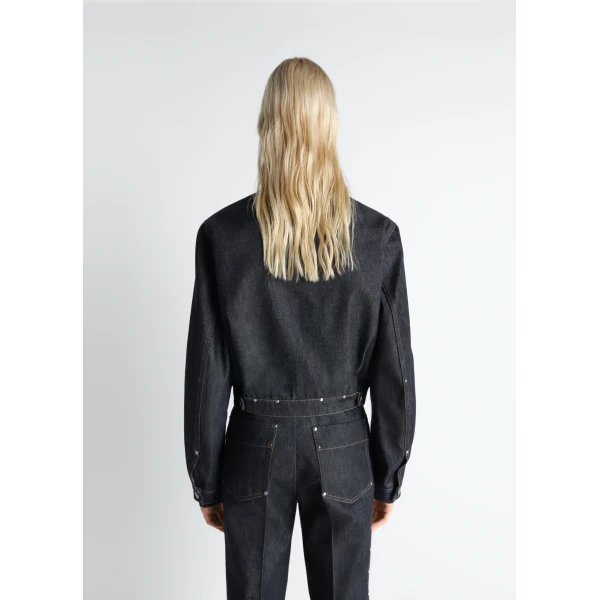 Lemaire Cropped Blouson with Studs in Denim Jacket, view 2