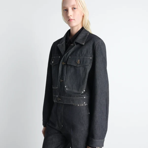 Lemaire Cropped Blouson with Studs in Denim - Jackets - Parisian Minimalist Luxury at Coveti