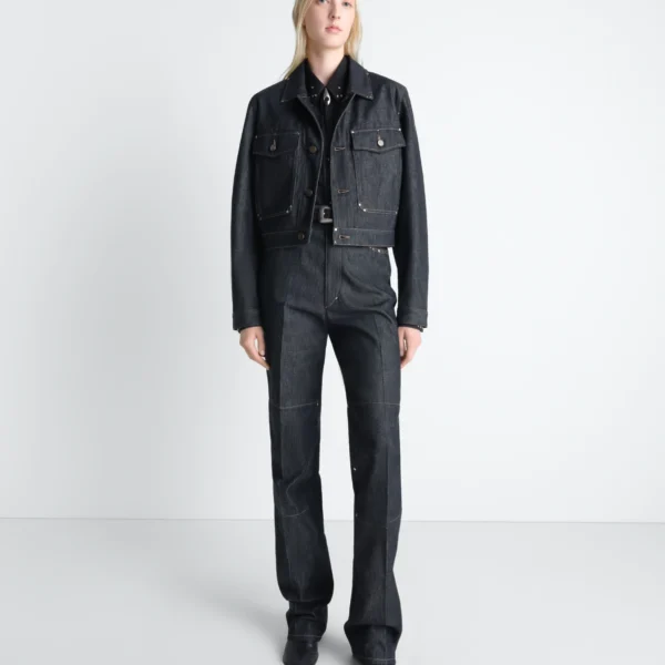 Lemaire Cropped Blouson with Studs in Denim - Jackets - Parisian Minimalist Luxury at Coveti