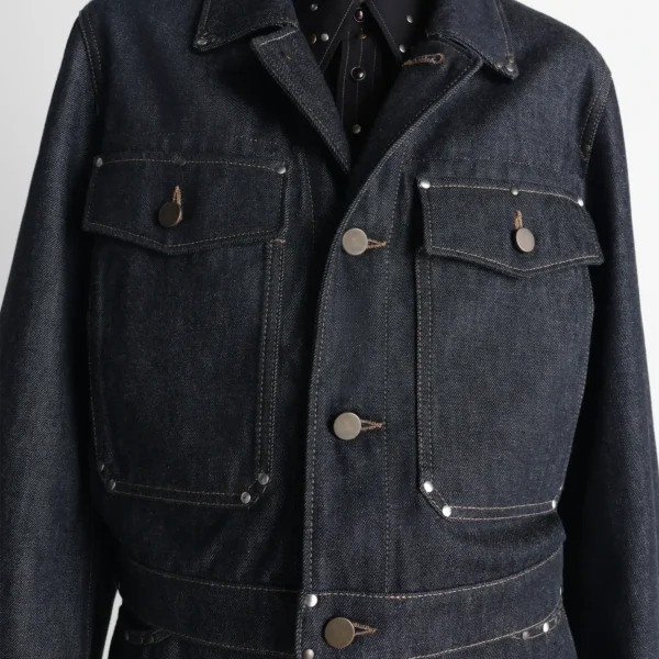 Lemaire Cropped Blouson with Studs in Denim - Jackets - Parisian Minimalist Luxury at Coveti