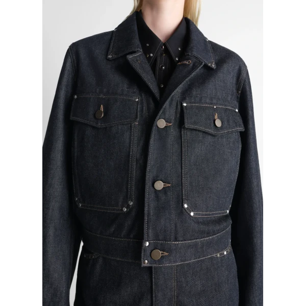 Lemaire Cropped Blouson with Studs in Denim Jacket, view 5