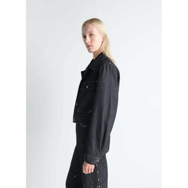 Lemaire Cropped Blouson with Studs in Denim Jacket, view 6