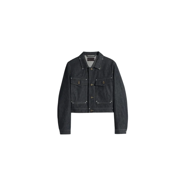 Lemaire Cropped Blouson with Studs in Denim - Jackets - Parisian Minimalist Luxury at Coveti