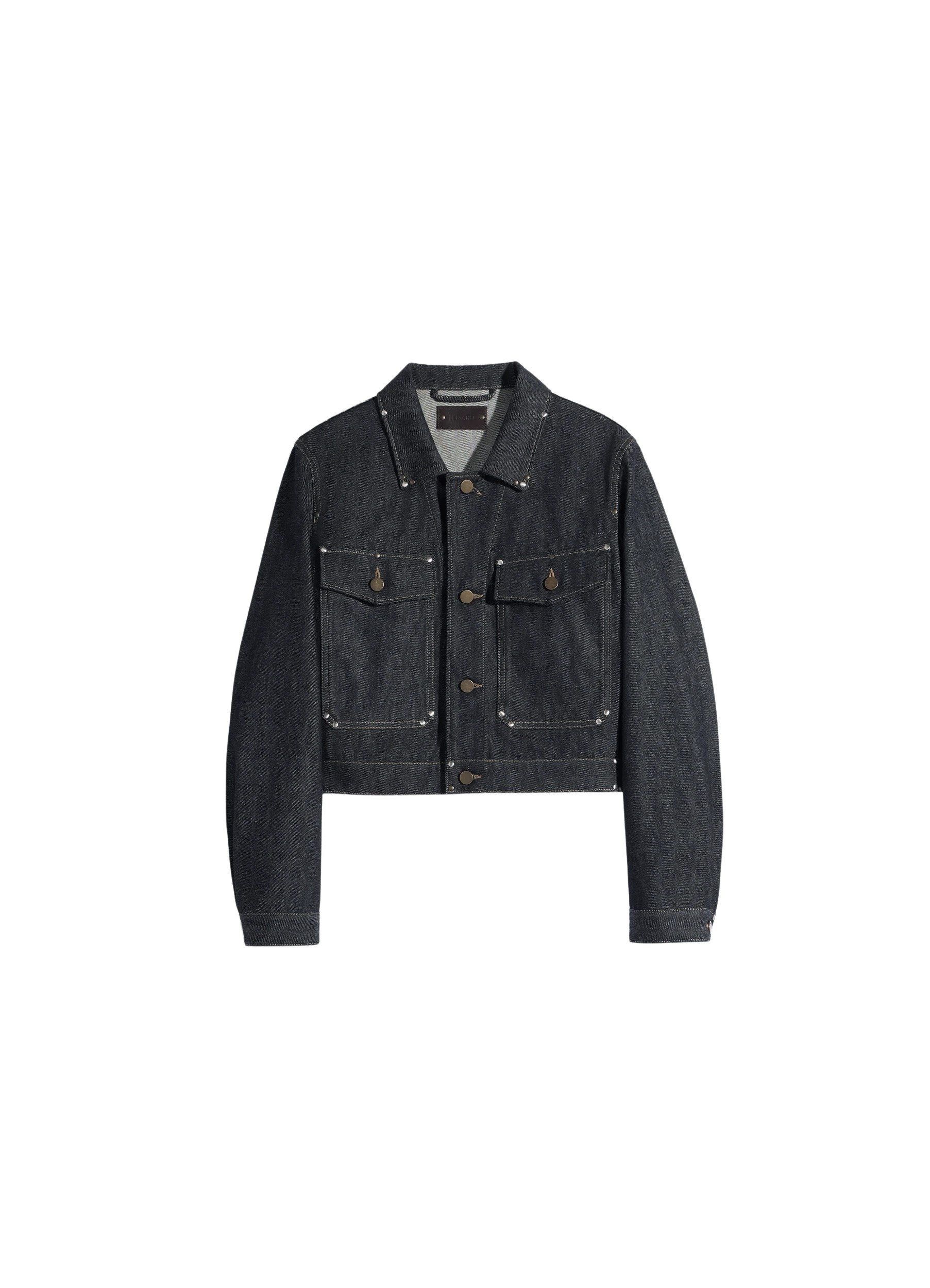 Lemaire Cropped Blouson with Studs in Denim Jacket