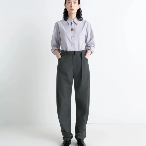 Lemaire Curved Tailored Pants in Polywool - Pants - Parisian Minimalist Luxury at Coveti